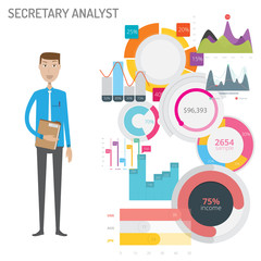 Wall Mural - Secretary Analyst with Diagram