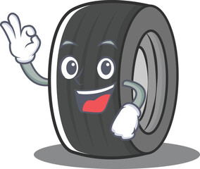 Okay tire character cartoon style