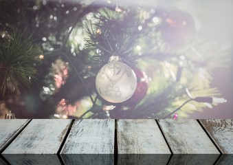 Sticker - Wooden floor with Christmas theme background