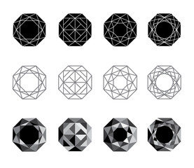 Abstract polygons, imitation of precious stones, a variant of the division of an octagon. Vector