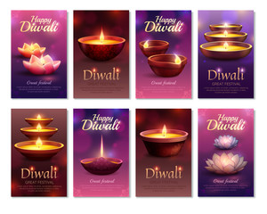 Wall Mural - Diwali Celebration Vertical Cards