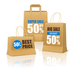 Wall Mural - shopping poster with paper bags