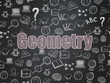 © Maksim Kabakou - Studying concept: Chalk Pink text Geometry on School board background with  Hand Drawn Education Icons, School Board