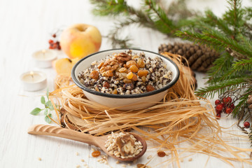 Christmas porridge on the holiday table