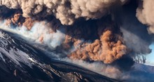Pyroclastic cloud during 9th paroxysmal episode of 2013 on Etna volcano, Nicolosi , Sicily, Italy