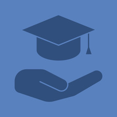 Poster - Open hand with graduation cap glyph color icon