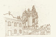 vector sketch of St. George's Cathedral in Lviv, Ukraine.