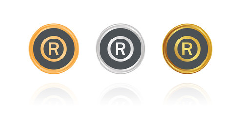 Sticker - R - Schutzmarke - Bronze, Silber, Gold Buttons