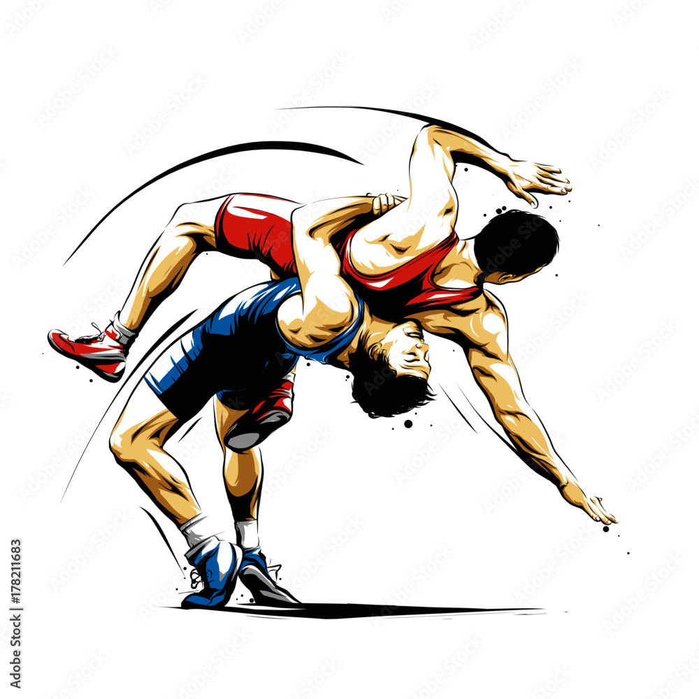 wrestling action 3 - obrazy, fototapety, plakaty 