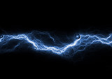 Fototapeta Sport - Blue lightning on black background