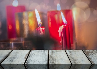 Canvas Print - Wooden floor with Christmas theme background