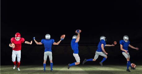 Canvas Print - american football players wide  on field black