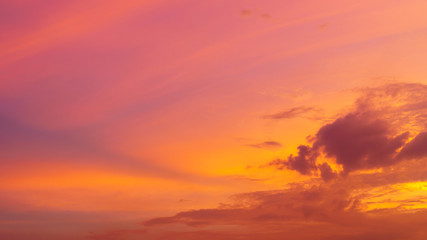 Wall Mural - Beautiful dramatic sky with cloud at sunset