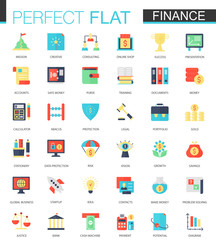Poster - Vector set of flat Finance icons.