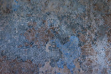 details of the traditional antique tiles for facade of old house in portugal or italy. ornament back