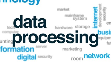 Poster - Data processing animated word cloud, text design animation.