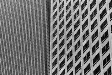 Abstract image of two modern buildings - black and white