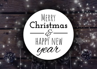 Sticker - merry Christmas and happy new year text on Christmas background