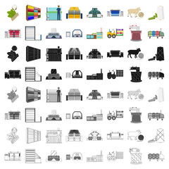 Wall Mural - Textiles, industry, factory and other web icon in cartoon style.Plant, mill, building, icons in set collection.