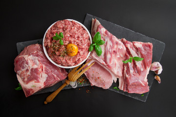 Canvas Print - Different types of pork meat