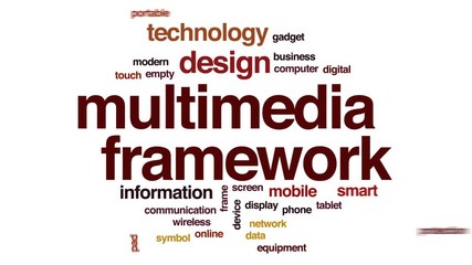 Wall Mural - multimedia framework animated word cloud, text design animation.
