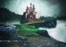 A Photo Manipulation Of A Castle Above The Clouds In A Magical Setting