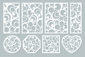 set elements decorative design. geometric ornament pattern. Panel laser cutting. Vector illustration.