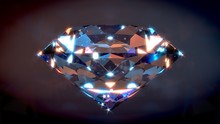 Big Shiny Diamond With Dark Background. 3D Render.
