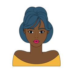 woman dark skin young pretty portrait icon image vector illustration design 