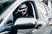 Stylish Black Man In His Car