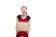 © Catalin Pop - Angry supermarket clerk screaming with rage
