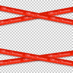 Wall Mural - Merry Christmas red banners isolated on transparent background.