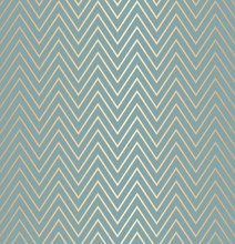 Trendy Simple Seamless Zig Zag Golden Geometric Pattern Green Blue Background, Vector Illustration. Wrapping Paper Zigzag Graphic Print. Repeating Line Texture. Modern Minimalistic Hipster Geometry