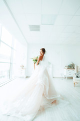 Poster - beautiful bride in a luxurious dress in eco-style