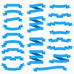 Wall Mural - ribbon set in flat style isolated on white background. different types of blue ribbons collection. v