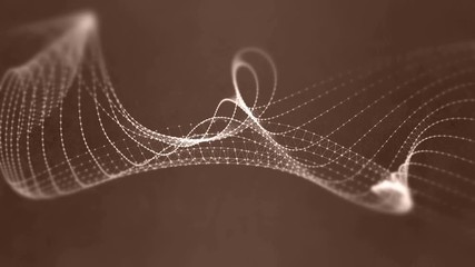 Wall Mural - abstract polygon wave flow with small particles in 4k uhd slow motion video loop.