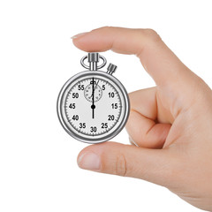 Poster - Closeup Woman Hand with a Stopwatch