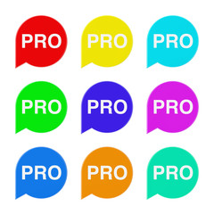Leinwandbilder - Set of Multicolour Speech Bubble Tag Lable with Pro Sign. 3d Rendering