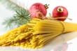 New Year's Italian pasta close-up, isolated on white background