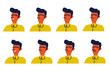 Set of man's emotions. Facial expression. Creative man avatar. Vector illustration.