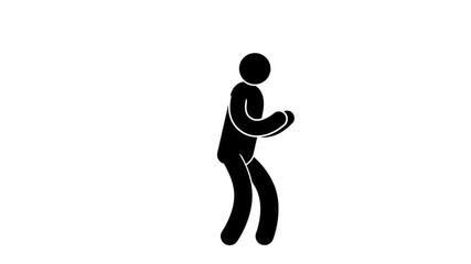 Wall Mural - Pictogram man's gesture is satisfied, yes - shaggy fists are shaking. Loop animation with  included alpha channel.