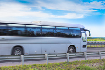 Wall Mural -  bus goes on country highway