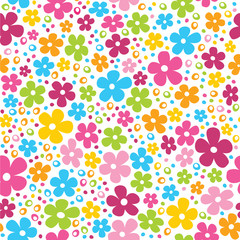 Wall Mural - Cute colorful rainbow flowers seamless pattern vector illustration