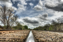 Low Angle Of A Railroad With Dramatic Sky