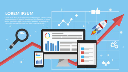 Digital marketing, analysis, flat banner concept eps 10 vector