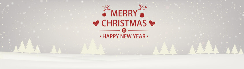 Wall Mural - christmas and new year snowbound white background with christmas trees.