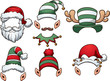 Cartoon Christmas hats. Vector clip art illustration with simple gradients. Each on a separate layer.