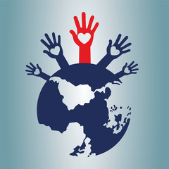 World and human rights volunteers.Vector illustration