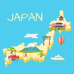 travel in japan touristic flat vector concept