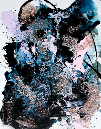 Pastel Pink Indigo Blue Purple And Navy Fluid Acrylic Abstract Pastel Contemporary Art Painting With Rose Gold Glitter Buy This Stock Photo And Explore Similar Images At Adobe Stock Adobe Stock